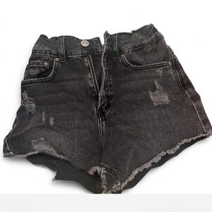Zara Black Distressed Jean Shorts